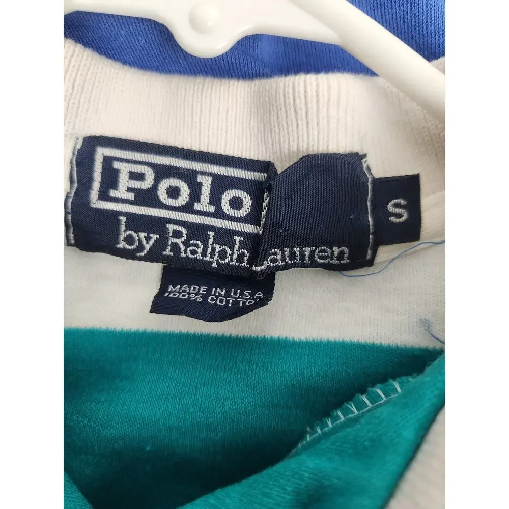 Vintage Polo by Ralph Lauren Polo Shirt Blue Red Green Colorblock Men Size Small